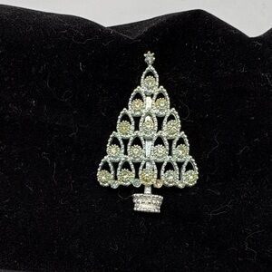 Beatrix Silver Crystal Holiday Tree Brooch